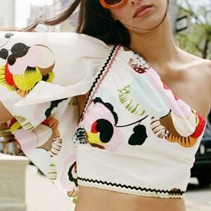 Zara Floral Print Top Asymmetric